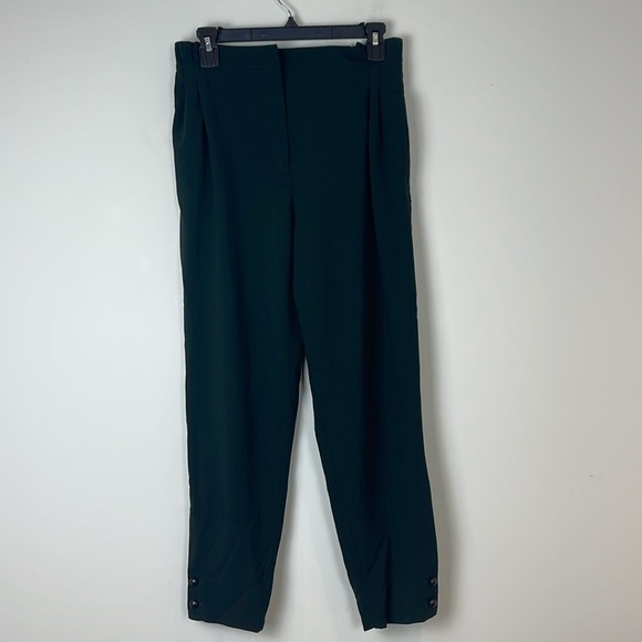 Massimo Dutti Wool Dark Green Ankle Trousers Size 2 - Picture 2 of 9